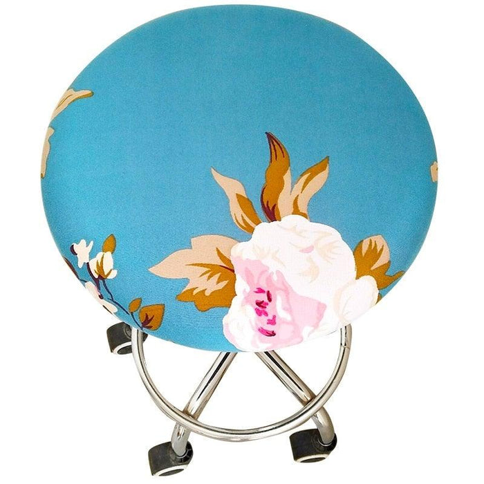 Floral Printed Round Chair Cover Bar Stool Elastic Seat Cover Home Chair Slipcover Anti-dirty Case Removable Chair Protector Stretch Round Bar Stool Covers Washable Stool Cushion Slipcover Elastic Bar Chair Covers