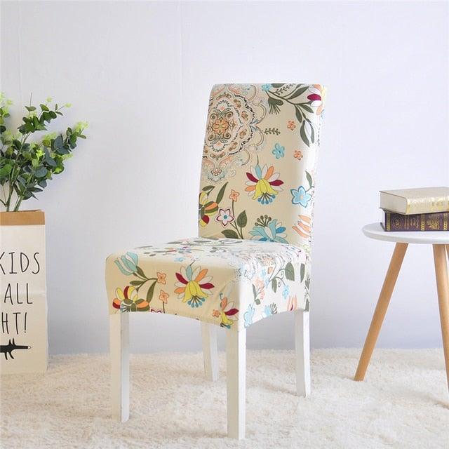 Floral Printing Chair Cover Elastic Anti-dirty Stretch Removable Hotel Banquet Kitchen Seat Case Washable Dining Chair Covering Washable Chair Seat Covers Protector for Dining Room Universal Spandex Solid Chair Slip Covers