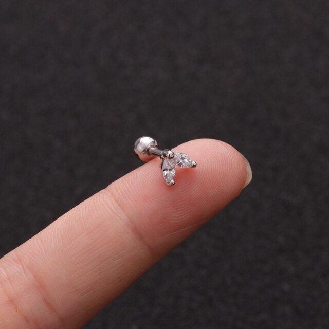 Floral Star Heart Cross Flower Crown Bar Cartilage Piercing Stud Helix Jewelry Tragus Conch Rook  Earrings Flat Bottom Labret Ear Bone Stud Classic Piercing Cartilage Tragus Earring Studs Nose Rings Studs Surgical Steel Nose Ear Earlobe Screw Back Earring