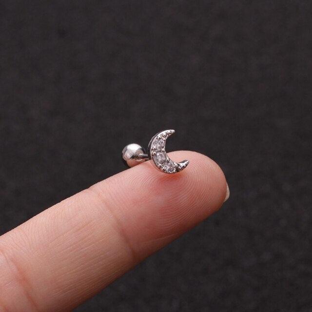 Floral Star Heart Cross Flower Crown Bar Cartilage Piercing Stud Helix Jewelry Tragus Conch Rook  Earrings Flat Bottom Labret Ear Bone Stud Classic Piercing Cartilage Tragus Earring Studs Nose Rings Studs Surgical Steel Nose Ear Earlobe Screw Back Earring