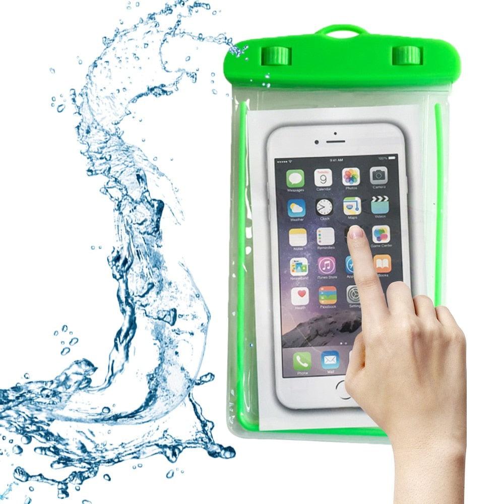 Florescent Universal Waterproof Phone Pouch Case Diving Swimming Bag Luminous Mobile Cover For Phone Sports Beach Pool 6 inch Universal Water Proof Mobile Pouch/Case Cover for Rain Protection & Under Water Swimming Bag Case and Strap