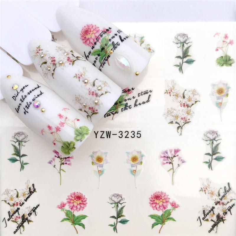 Flower Animal Designs Water Transfer Sticker Nail Art Decals Fashion Wraps Tips Manicure Tools Nail Watermark Decals iridescent Decoration Nail Self-Adhesive Decals Nail Stickers Water Transfer Fresh Nail Decals for Nail Art