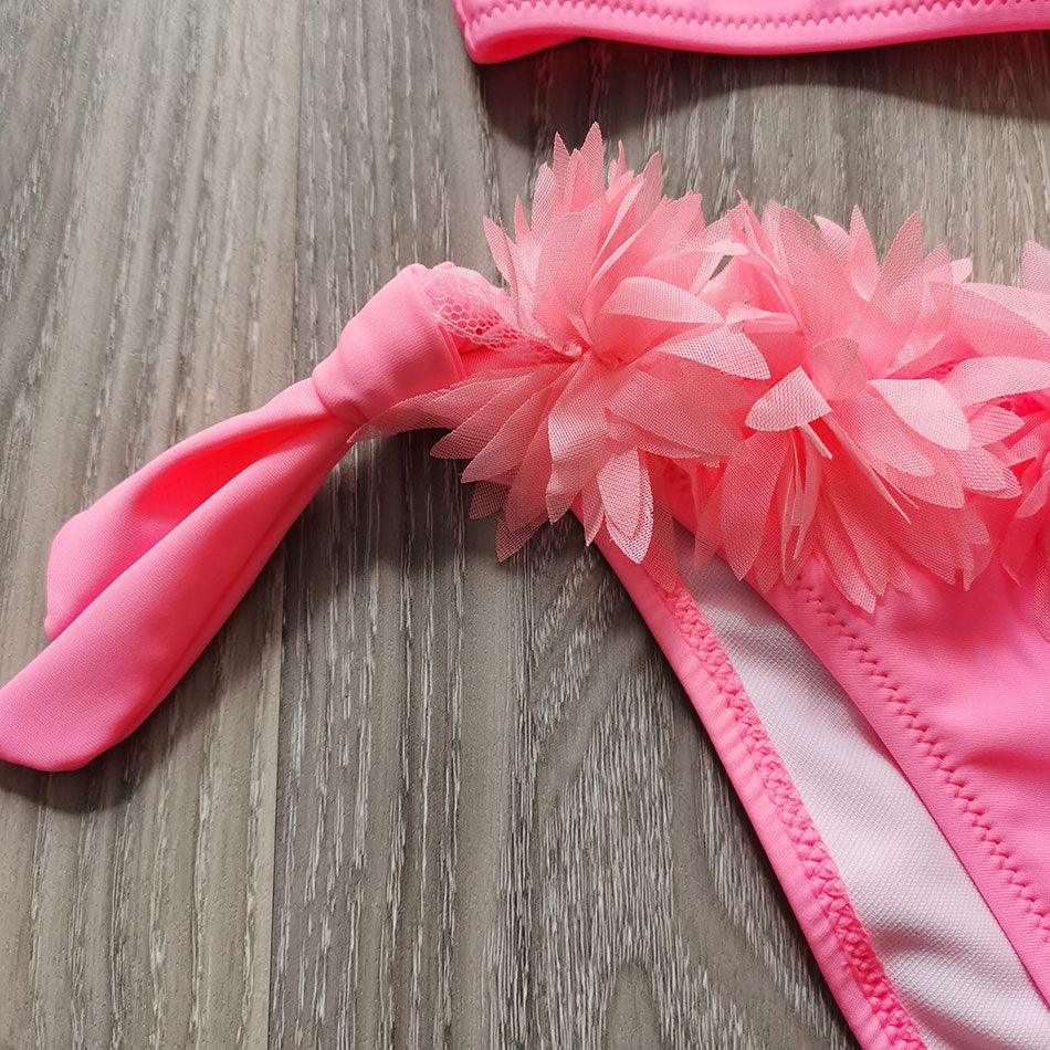 Flower Girl Swimsuit Ruffle Women Swimwear Kids Children Toddler Bikini Bathing Suit Beachwear Sets Kids Two Piece Children's Swimwear Toddler Girl Bikini Little Girls Cute Princess Pink Bathing Suit Summer Beachwear