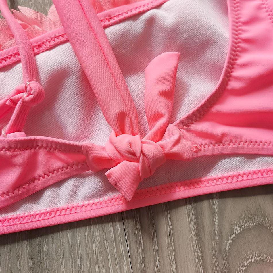 Flower Girl Swimsuit Ruffle Women Swimwear Kids Children Toddler Bikini Bathing Suit Beachwear Sets Kids Two Piece Children's Swimwear Toddler Girl Bikini Little Girls Cute Princess Pink Bathing Suit Summer Beachwear