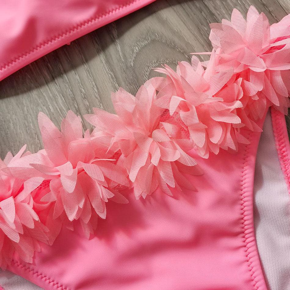 Flower Girl Swimsuit Ruffle Women Swimwear Kids Children Toddler Bikini Bathing Suit Beachwear Sets Kids Two Piece Children's Swimwear Toddler Girl Bikini Little Girls Cute Princess Pink Bathing Suit Summer Beachwear