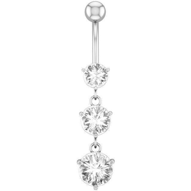 Flower Heart Dangled Belly Navel Piercing Button Ring Stainless Steel Belly Button Stainless Steel CZ Crystal Opal Woman Belly Button Rings Navel Piercing Bar Double Crystal Head Stainless Steel Cubic Zirconia Stone Belly Button Ring Piercing Body Jewelry