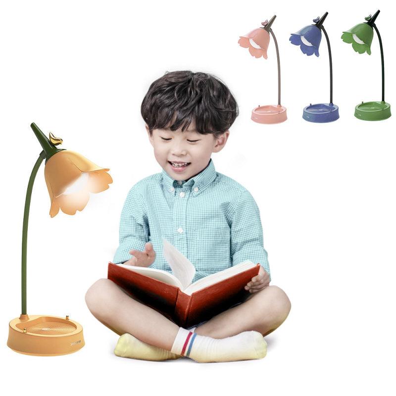 Flower LED Desk Lamp Student Bedroom Night Lamp Lighting Touch Reading Bedside Lamp Eye Protection Night Lights Table Lamp Light Cute Study Lamps for Bedroom Décor