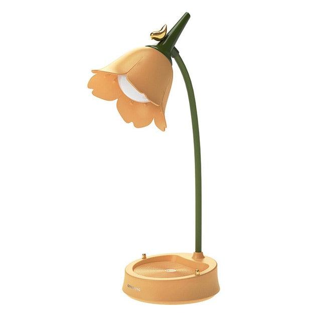 Flower LED Desk Lamp Student Bedroom Night Lamp Lighting Touch Reading Bedside Lamp Eye Protection Night Lights Table Lamp Light Cute Study Lamps for Bedroom Décor