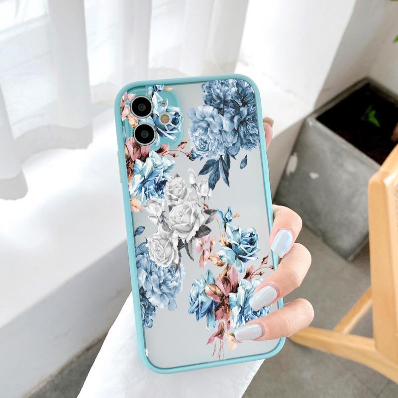 Flower Phone Case for iphone 11 12 13 Pro Max for iphone 7 8 Plus SE X XR XS MAX Painted Florals Picture Shockproof 3D Flower Hold Stand Phone Cover for Women Girls