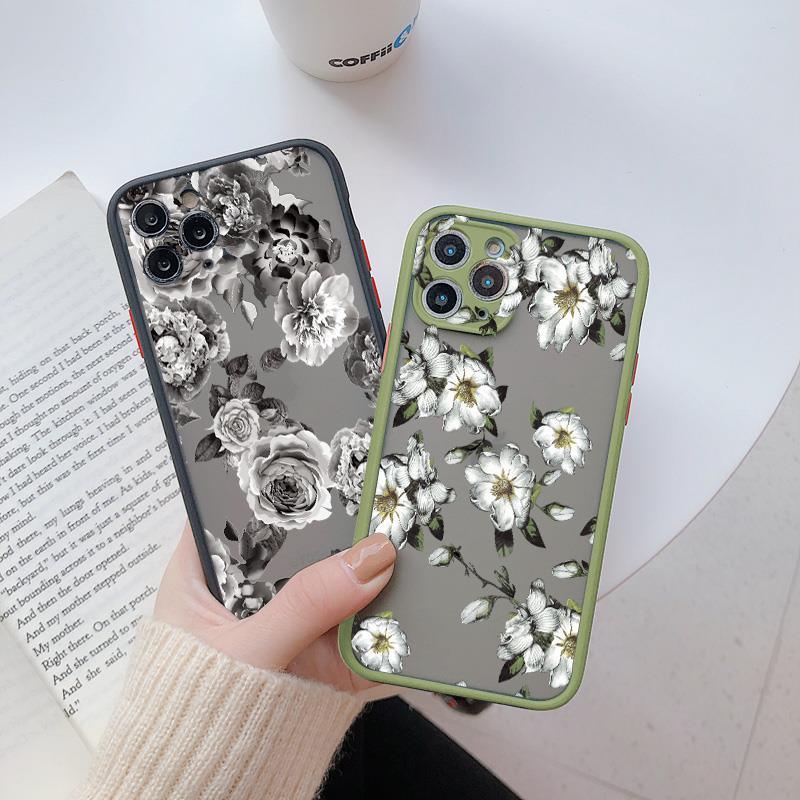 Flower Phone Case for iphone 11 12 13 Pro Max for iphone 7 8 Plus SE X XR XS MAX Painted Florals Picture Shockproof 3D Flower Hold Stand Phone Cover for Women Girls