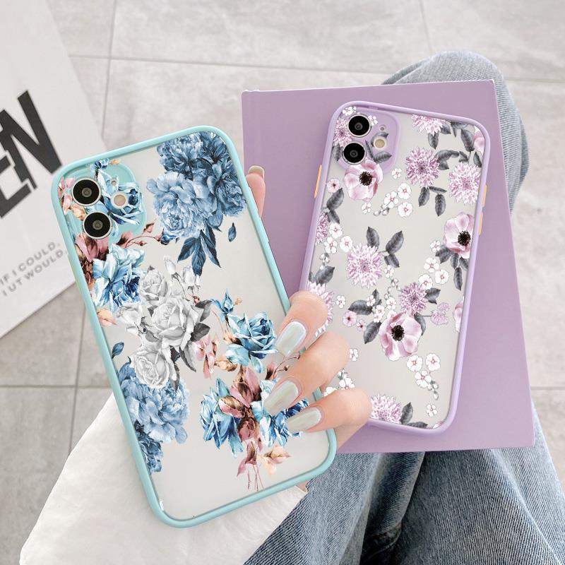 Flower Phone Case for iphone 11 12 13 Pro Max for iphone 7 8 Plus SE X XR XS MAX Painted Florals Picture Shockproof 3D Flower Hold Stand Phone Cover for Women Girls