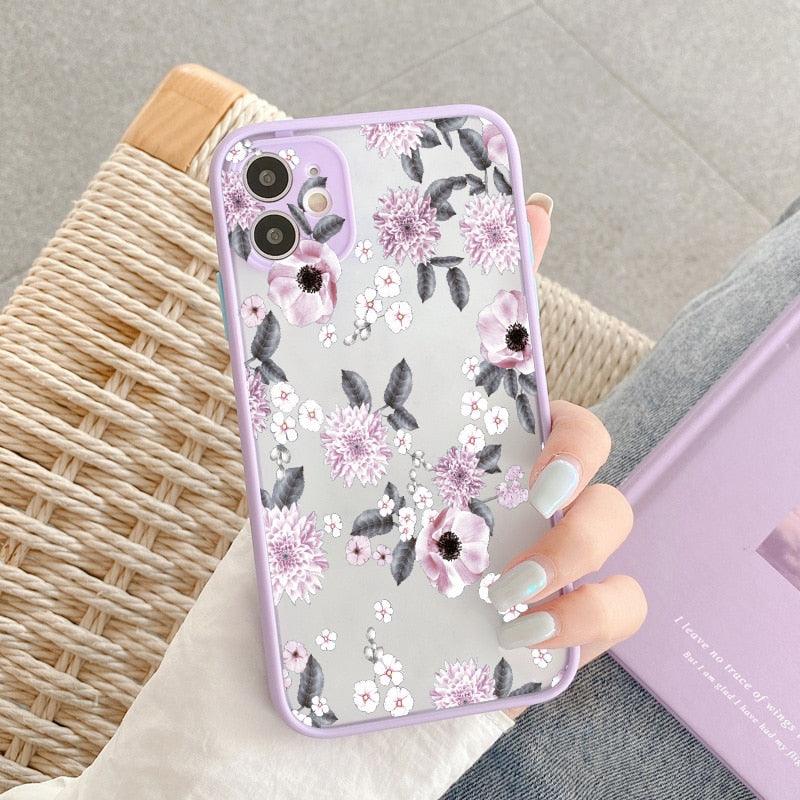 Flower Phone Case for iphone 11 12 13 Pro Max for iphone 7 8 Plus SE X XR XS MAX Painted Florals Picture Shockproof 3D Flower Hold Stand Phone Cover for Women Girls