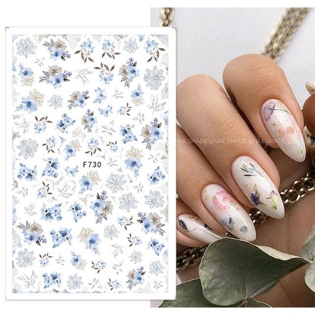 Flowers Leaves Line 3D Nail Stickers Autumn Winter Fall Leaf Design Transfer Sliders Abstract Waves Nail Art Decals Manicures  Decal Self-Adhesive 3D Wave Design Decoration for Women Girls Tape Nail Art Stickers Decal Decoration