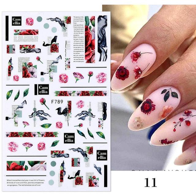 Flowers Leaves Line 3D Nail Stickers Autumn Winter Fall Leaf Design Transfer Sliders Abstract Waves Nail Art Decals Manicures  Decal Self-Adhesive 3D Wave Design Decoration for Women Girls Tape Nail Art Stickers Decal Decoration