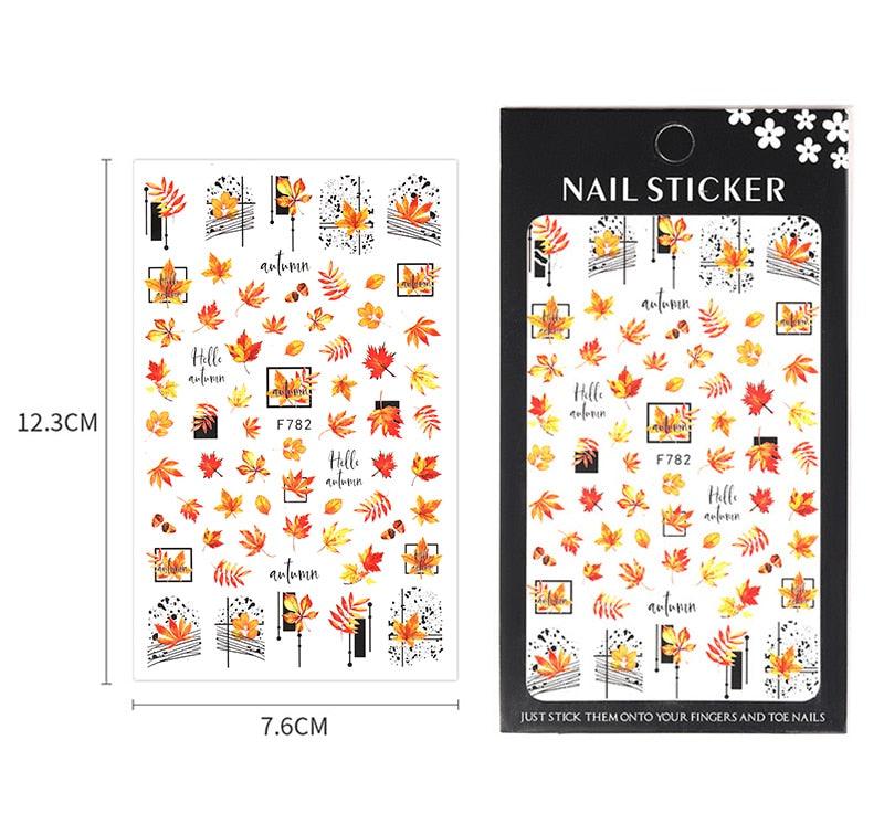 Flowers Leaves Line 3D Nail Stickers Autumn Winter Fall Leaf Design Transfer Sliders Abstract Waves Nail Art Decals Manicures  Decal Self-Adhesive 3D Wave Design Decoration for Women Girls Tape Nail Art Stickers Decal Decoration