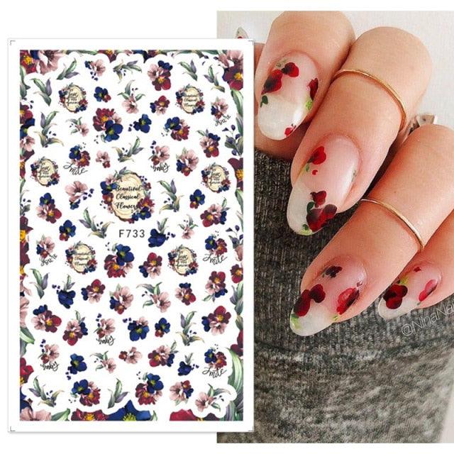 Flowers Leaves Line 3D Nail Stickers Autumn Winter Fall Leaf Design Transfer Sliders Abstract Waves Nail Art Decals Manicures  Decal Self-Adhesive 3D Wave Design Decoration for Women Girls Tape Nail Art Stickers Decal Decoration