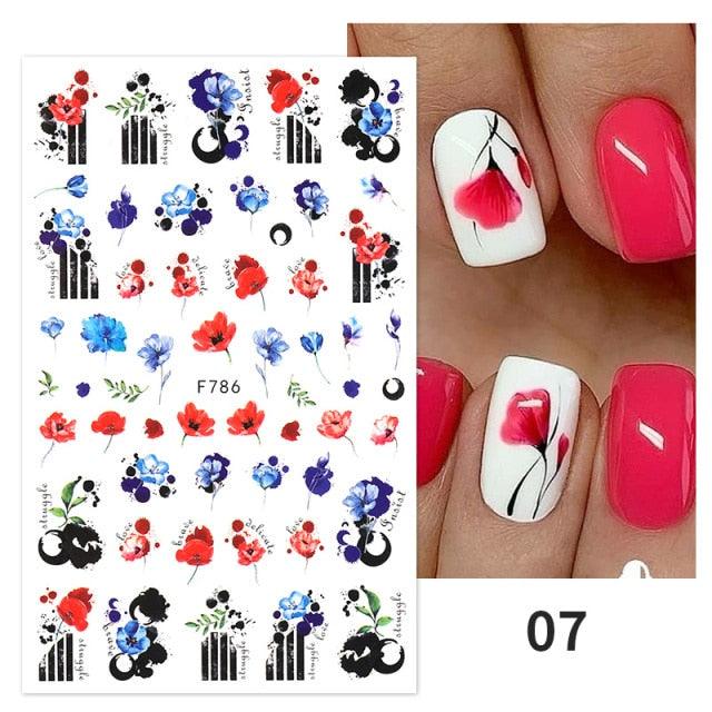 Flowers Leaves Line 3D Nail Stickers Autumn Winter Fall Leaf Design Transfer Sliders Abstract Waves Nail Art Decals Manicures  Decal Self-Adhesive 3D Wave Design Decoration for Women Girls Tape Nail Art Stickers Decal Decoration