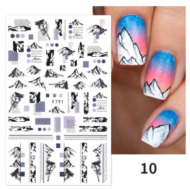 Flowers Leaves Line 3D Nail Stickers Autumn Winter Fall Leaf Design Transfer Sliders Abstract Waves Nail Art Decals Manicures  Decal Self-Adhesive 3D Wave Design Decoration for Women Girls Tape Nail Art Stickers Decal Decoration