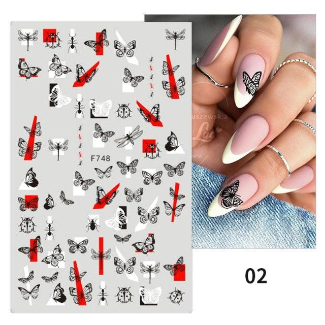 Flowers Leaves Line 3D Nail Stickers Autumn Winter Fall Leaf Design Transfer Sliders Abstract Waves Nail Art Decals Manicures  Decal Self-Adhesive 3D Wave Design Decoration for Women Girls Tape Nail Art Stickers Decal Decoration