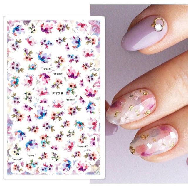 Flowers Leaves Line 3D Nail Stickers Autumn Winter Fall Leaf Design Transfer Sliders Abstract Waves Nail Art Decals Manicures  Decal Self-Adhesive 3D Wave Design Decoration for Women Girls Tape Nail Art Stickers Decal Decoration