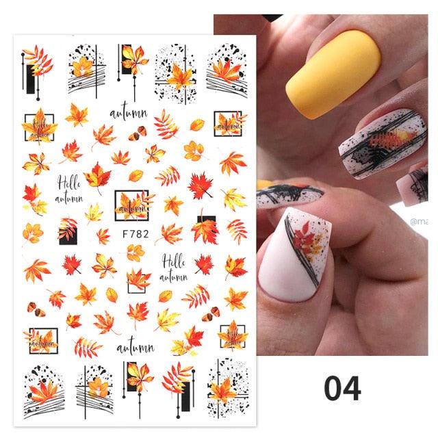 Flowers Leaves Line 3D Nail Stickers Autumn Winter Fall Leaf Design Transfer Sliders Abstract Waves Nail Art Decals Manicures  Decal Self-Adhesive 3D Wave Design Decoration for Women Girls Tape Nail Art Stickers Decal Decoration