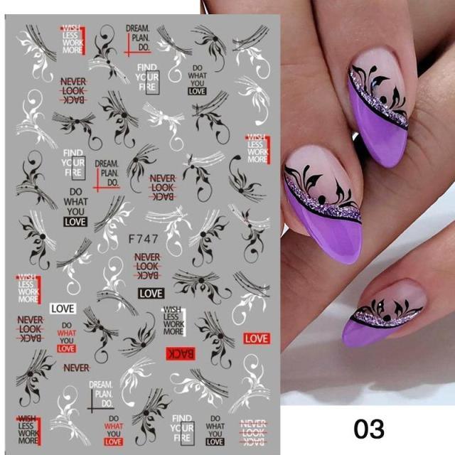 Flowers Leaves Line 3D Nail Stickers Autumn Winter Fall Leaf Design Transfer Sliders Abstract Waves Nail Art Decals Manicures  Decal Self-Adhesive 3D Wave Design Decoration for Women Girls Tape Nail Art Stickers Decal Decoration