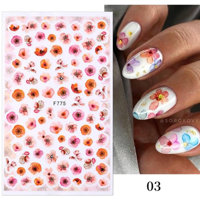 Flowers Leaves Line 3D Nail Stickers Autumn Winter Fall Leaf Design Transfer Sliders Abstract Waves Nail Art Decals Manicures  Decal Self-Adhesive 3D Wave Design Decoration for Women Girls Tape Nail Art Stickers Decal Decoration