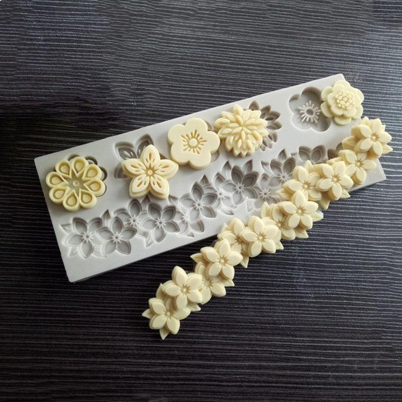 Flowers Silicone Mold Cake Circumference Flower Bunch Mold Soft Candy Mould Rose Beautiful Daisy Rose Leaf And Mini Flowers Candy Silicone Eco Friendly Mold