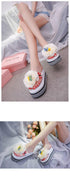 Flowers Slippers Summer Flip Flops Womans Platform Shoes Slide Heel Thick Beach Shower Slippers Quick Drying Pool Slides Beach Sandals Open Toe Indoor House Slippers