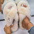 Fluffy Slippers Rhinestone Butterfly Faux Fur Slides Women Sandals Platform Flip Flops Crystal Indoor Slippers Faux Fur Slippers Comfy Open Toe Two Slides Lining And Rubber Sole