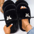 Fluffy Slippers Rhinestone Butterfly Faux Fur Slides Women Sandals Platform Flip Flops Crystal Indoor Slippers Faux Fur Slippers Comfy Open Toe Two Slides Lining And Rubber Sole