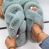 Fluffy Slippers Rhinestone Butterfly Faux Fur Slides Women Sandals Platform Flip Flops Crystal Indoor Slippers Faux Fur Slippers Comfy Open Toe Two Slides Lining And Rubber Sole