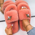 Fluffy Slippers Rhinestone Butterfly Faux Fur Slides Women Sandals Platform Flip Flops Crystal Indoor Slippers Faux Fur Slippers Comfy Open Toe Two Slides Lining And Rubber Sole