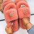 Fluffy Slippers Rhinestone Butterfly Faux Fur Slides Women Sandals Platform Flip Flops Crystal Indoor Slippers Faux Fur Slippers Comfy Open Toe Two Slides Lining And Rubber Sole