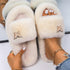 Fluffy Slippers Rhinestone Butterfly Faux Fur Slides Women Sandals Platform Flip Flops Crystal Indoor Slippers Faux Fur Slippers Comfy Open Toe Two Slides Lining And Rubber Sole