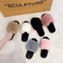 Fluffy Slippers Women Cozy Faux Fur Cross Indoor Floor Slides Flat Soft Furry Shoes Fluffy Furry Fur Slippers Flip Flop Open Toe Cozy House Memory Foam Sandals Slides Soft Flat Comfy Slippers