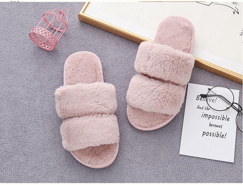 Fluffy Slippers Women Cozy Faux Fur Cross Indoor Floor Slides Flat Soft Furry Shoes Fluffy Furry Fur Slippers Flip Flop Open Toe Cozy House Memory Foam Sandals Slides Soft Flat Comfy Slippers