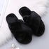 Fluffy Slippers Women Cozy Faux Fur Cross Indoor Floor Slides Flat Soft Furry Shoes Fluffy Furry Fur Slippers Flip Flop Open Toe Cozy House Memory Foam Sandals Slides Soft Flat Comfy Slippers