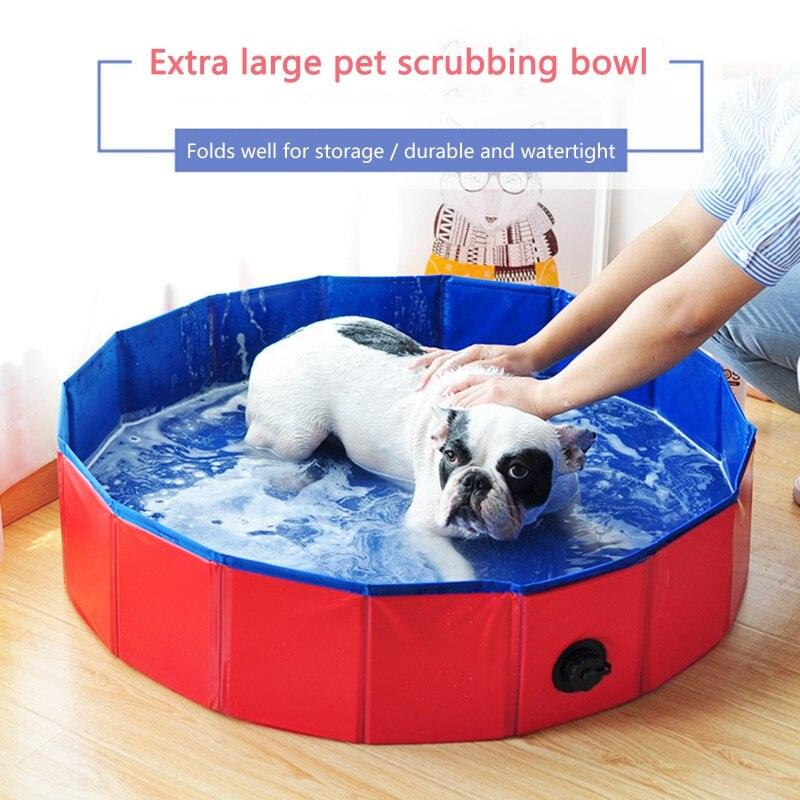 Foldable Dog Swimming Pool Pet Bath Swimming Tub Bathtub Outdoor Indoor Collapsible Bathing Pool Collapsible PVC Outdoor Bathing Tub for Large Small Dogs Collapsible Non-Slip Puppy Bathing Tub