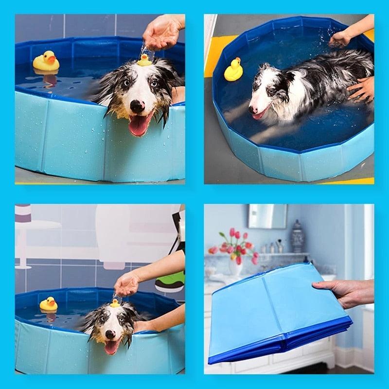 Foldable Dog Swimming Pool Pet Bath Swimming Tub Bathtub Outdoor Indoor Collapsible Bathing Pool Collapsible PVC Outdoor Bathing Tub for Large Small Dogs Collapsible Non-Slip Puppy Bathing Tub