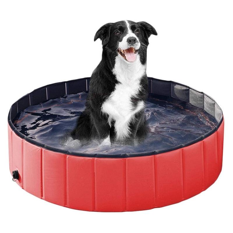 Foldable Dog Swimming Pool Pet Bath Swimming Tub Bathtub Outdoor Indoor Collapsible Bathing Pool Collapsible PVC Outdoor Bathing Tub for Large Small Dogs Collapsible Non-Slip Puppy Bathing Tub