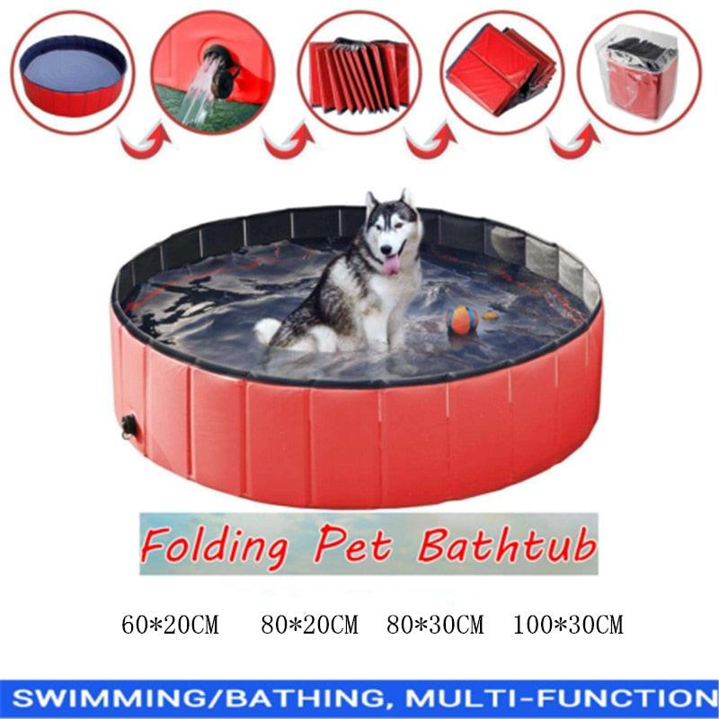 Foldable Pet Dog Cat Swimming Pool PVC Bathing Washing Dog Tub Bed Large Small Dog Swimming House Bed Summer Pool Portable Bathtubs PVC Non-Slip Foldable For small and Medium Dog