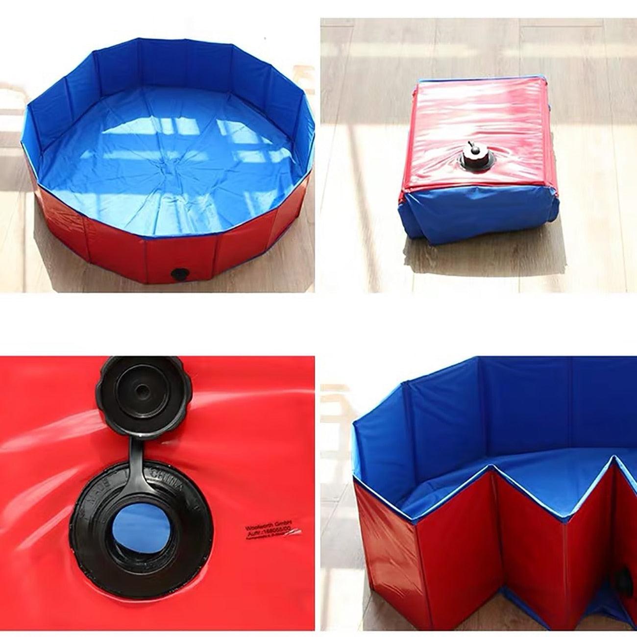 Foldable Pet Dog Cat Swimming Pool PVC Bathing Washing Dog Tub Bed Large Small Dog Swimming House Bed Summer Pool Portable Bathtubs PVC Non-Slip Foldable For small and Medium Dog