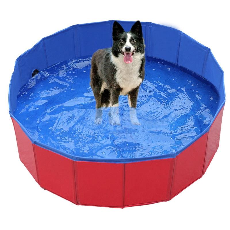 Foldable Pet Dog Cat Swimming Pool PVC Bathing Washing Dog Tub Bed Large Small Dog Swimming House Bed Summer Pool Portable Bathtubs PVC Non-Slip Foldable For small and Medium Dog