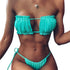 Folds Bikini Women Swimwear Bathing Suit Women's Ruffle Tie Side Bikini Set High Cut Strapless Padded Solid Bathing Suit Bikini Micro Swimsuit Female Push up Two-Piece Suit Summer