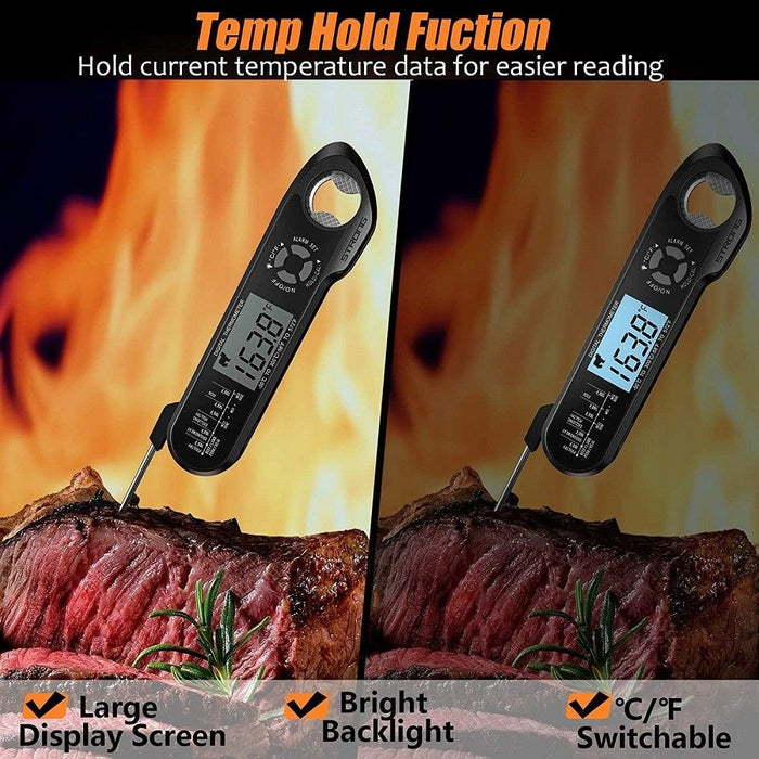 Food Kitchen Digital Meat BBQ Thermometer Dual Probe Design Waterproof Cooking Tools Instant Read Food Thermometer with Alarm and Calibration Function Waterproof Cooking Thermometer for Grilling Baking BBQ Candy Milk