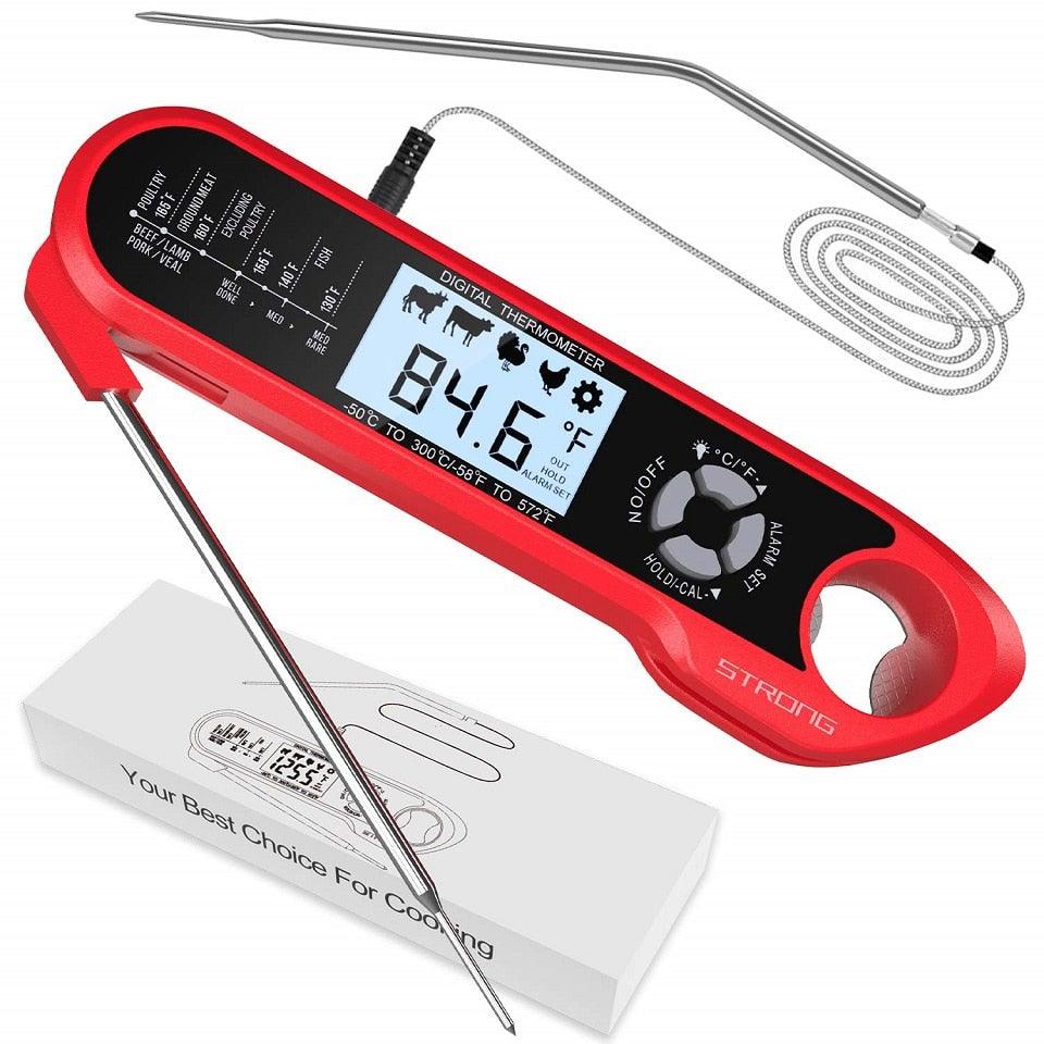 Food Kitchen Digital Meat BBQ Thermometer Dual Probe Design Waterproof Cooking Tools Instant Read Food Thermometer with Alarm and Calibration Function Waterproof Cooking Thermometer for Grilling Baking BBQ Candy Milk