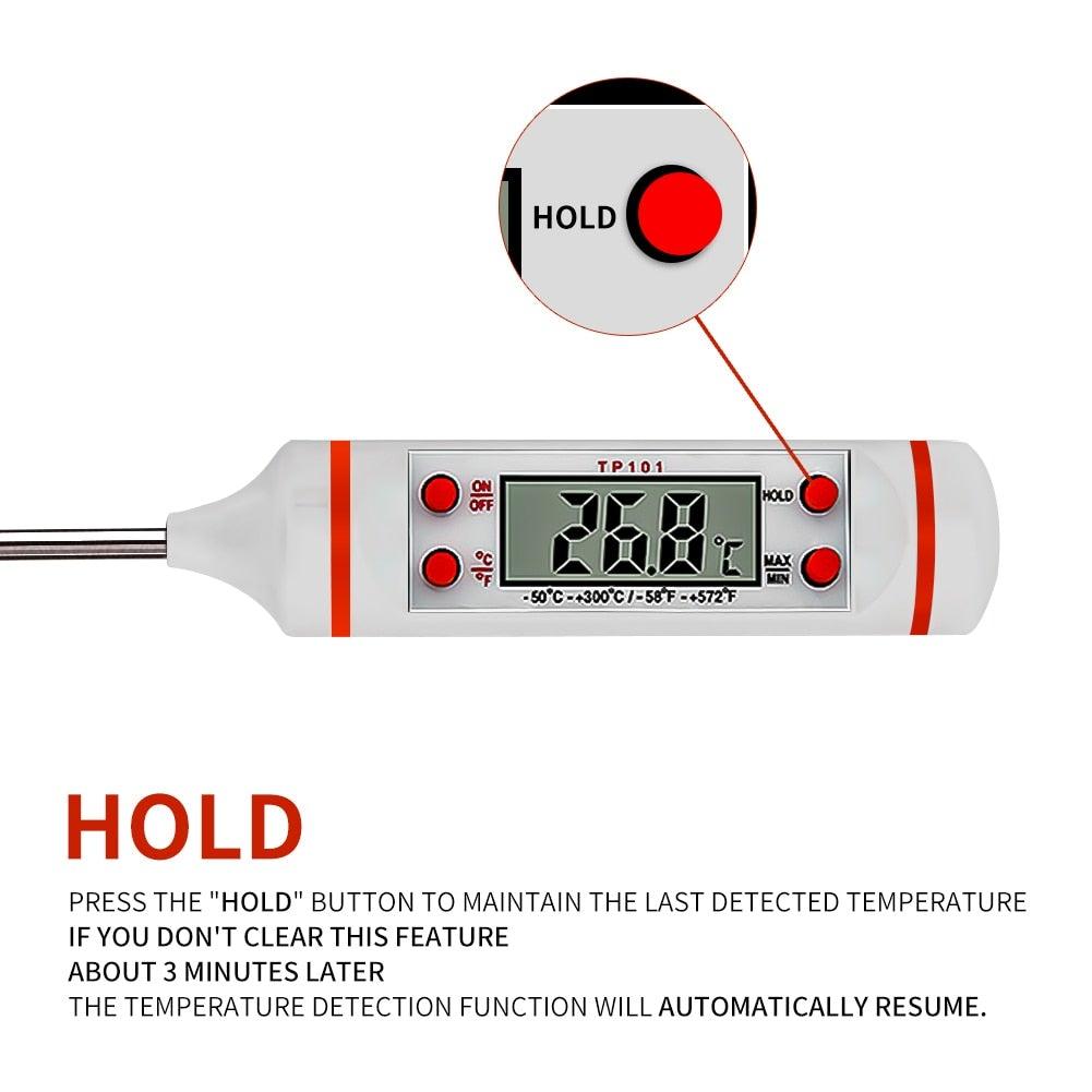 Food Thermometer For BBQ Meat Cake Candy Fry Grill Dinning Household Cooking Thermometer Digital Meat Thermometer with Long Probe Instant Read Food Cooking Thermometer For Grilling BBQ Smoker Grill Kitchen Oil Candy Oven Tools