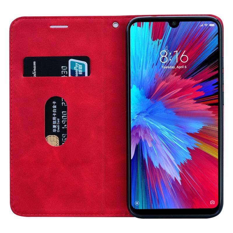 For Xiaomi Redmi Note 7 Case Leather Flip Redmi Note 7 Pro Wallet Magnetic Case For Xiaomi Redmi 7 Phone Cases Premium PU-Leather Flip Wallet Cover Phone Case