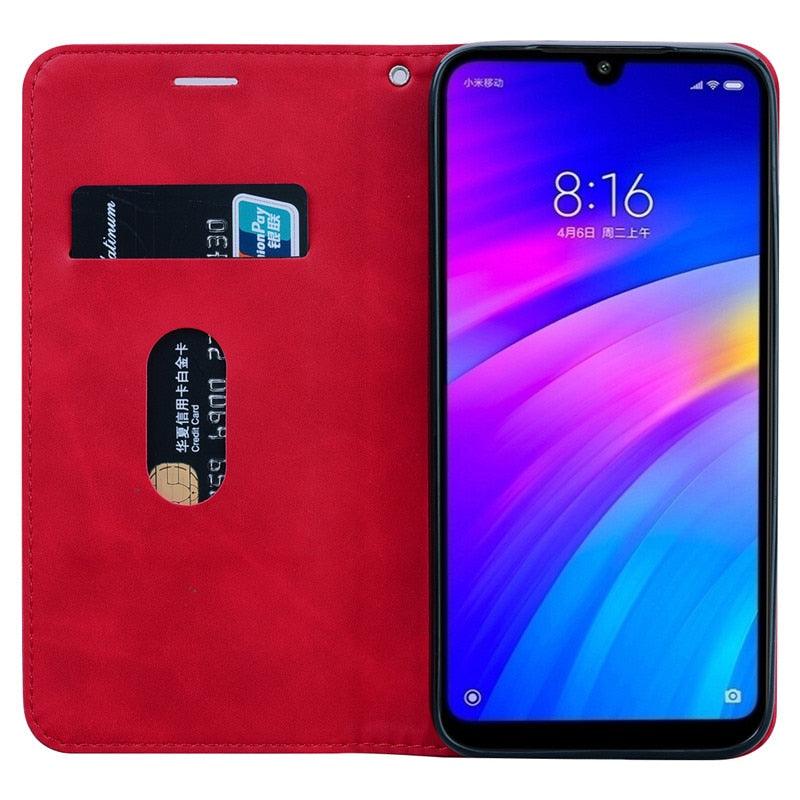 For Xiaomi Redmi Note 7 Case Leather Flip Redmi Note 7 Pro Wallet Magnetic Case For Xiaomi Redmi 7 Phone Cases Premium PU-Leather Flip Wallet Cover Phone Case